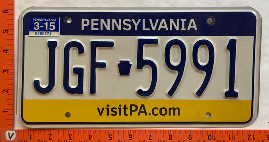 2015 Pennsylvania #JGF 5991 Passenger License Plate