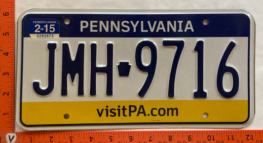 2015 Pennsylvania #JMH 9716 Passenger License Plate