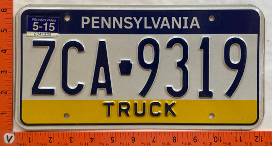 2015 Pennsylvania #ZCA 9319 Truck License Plate