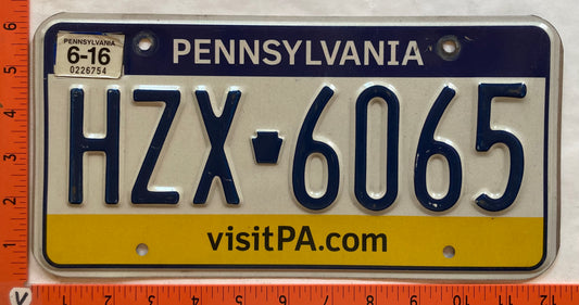 2016 Pennsylvania #HZX 6065 Passenger License Plate