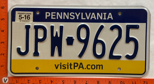 2016 Pennsylvania #JPW 9625 Passenger License Plate