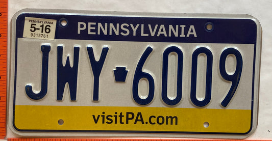 2016 Pennsylvania #JWY 6009 Passenger License Plate