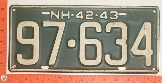 1942-43 New Hampshire #97-634 Passenger License Plate