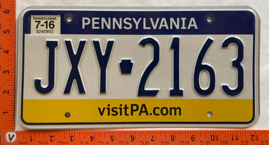 2016 Pennsylvania #JXY 2163 Passenger License Plate