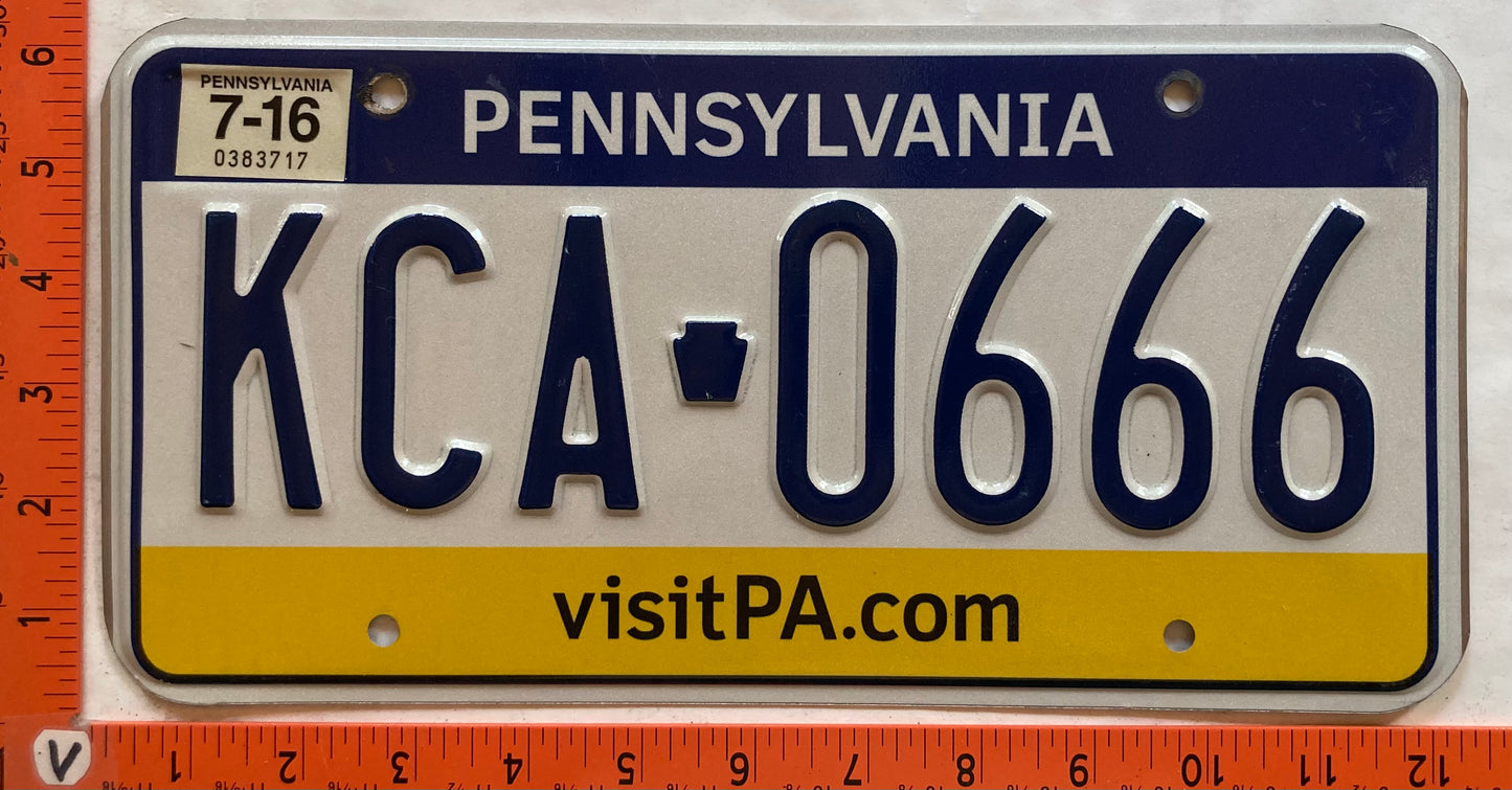 2016 Pennsylvania #KCA 0666 Passenger License Plate
