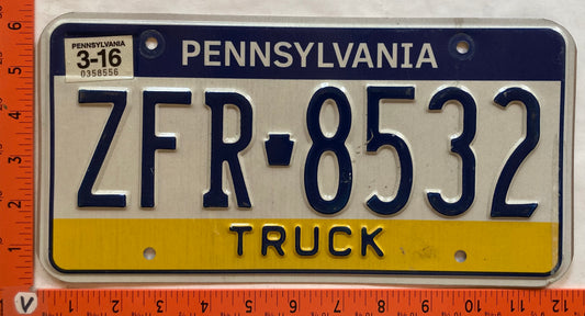 2016 Pennsylvania #ZFR 8532 Truck License Plate