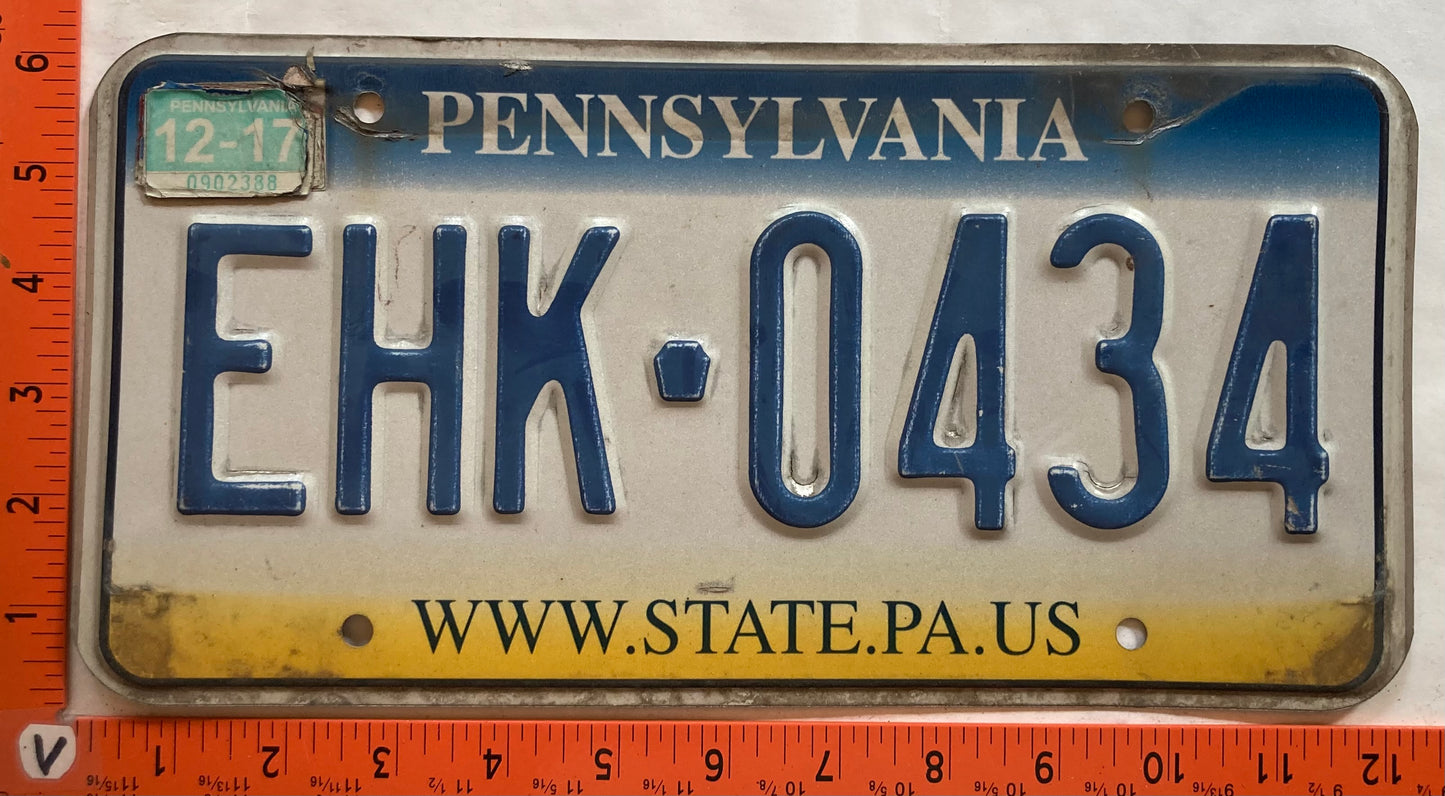 2017 Pennsylvania #EHK 0434 Passenger License Plate