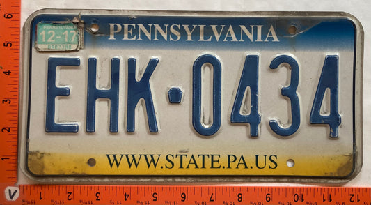 2017 Pennsylvania #EHK 0434 Passenger License Plate