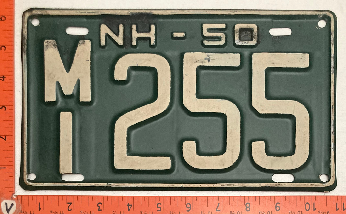 1950 New Hampshire #M/I 255 Passenger License Plate