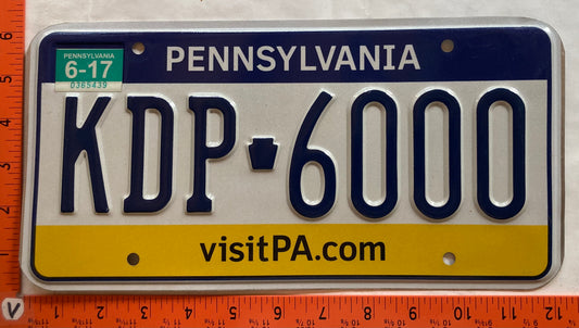 2017 Pennsylvania #KDP 6000 Passenger License Plate