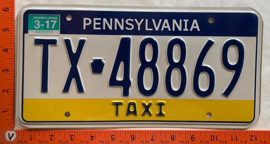 2017 Pennsylvania #TX 48869 Taxi License Plate
