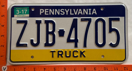 2017 Pennsylvania #ZJB 4705 Truck License Plate