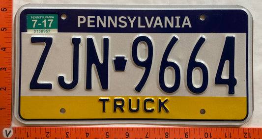 2017 Pennsylvania #ZJN 9664 Truck License Plate