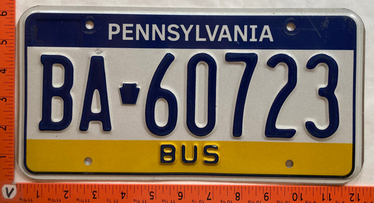 Undated Pennsylvania #BA 60723 Bus License Plate