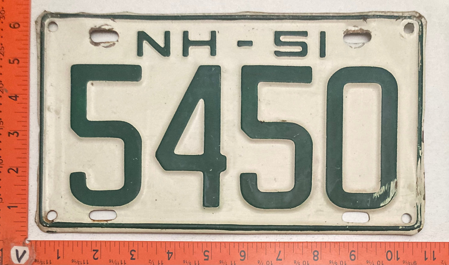 1951 New Hampshire #5450 Passenger License Plate