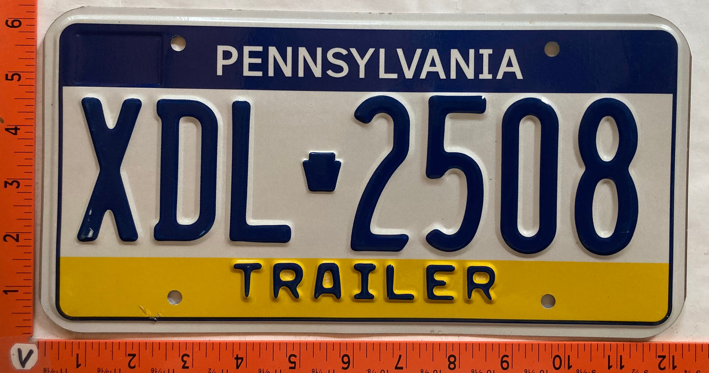 Undated Pennsylvania #XDL 2508 Trailer License Plate