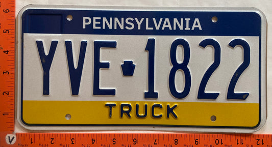 Undated Pennsylvania #YVE 1822 Truck License Plate
