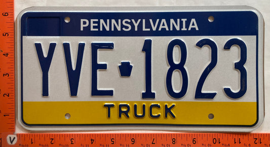 Undated Pennsylvania #YVE 1823 Truck License Plate