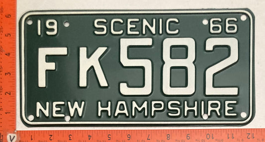 1966 New Hampshire #F/K 582 Passenger License Plate