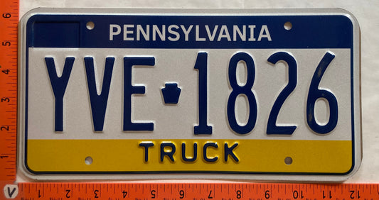 Undated Pennsylvania #YVE 1826 Truck License Plate