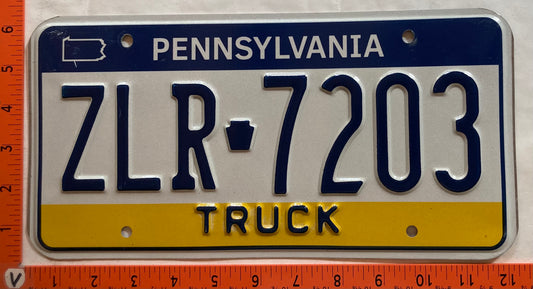 Undated Pennsylvania #ZLR 7203 Truck License Plate