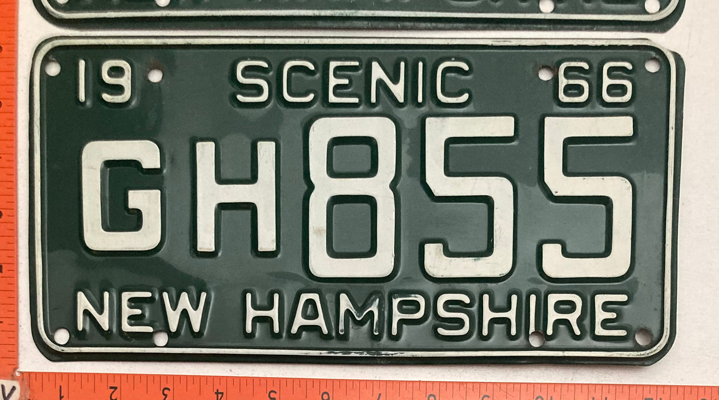 1966 New Hampshire #G/H 855 Passenger License Plate PAIR