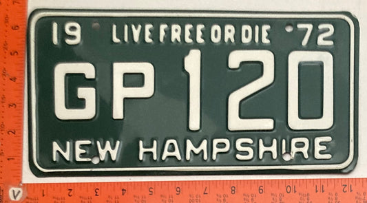 1972 New Hampshire #G/P 120 Passenger License Plate