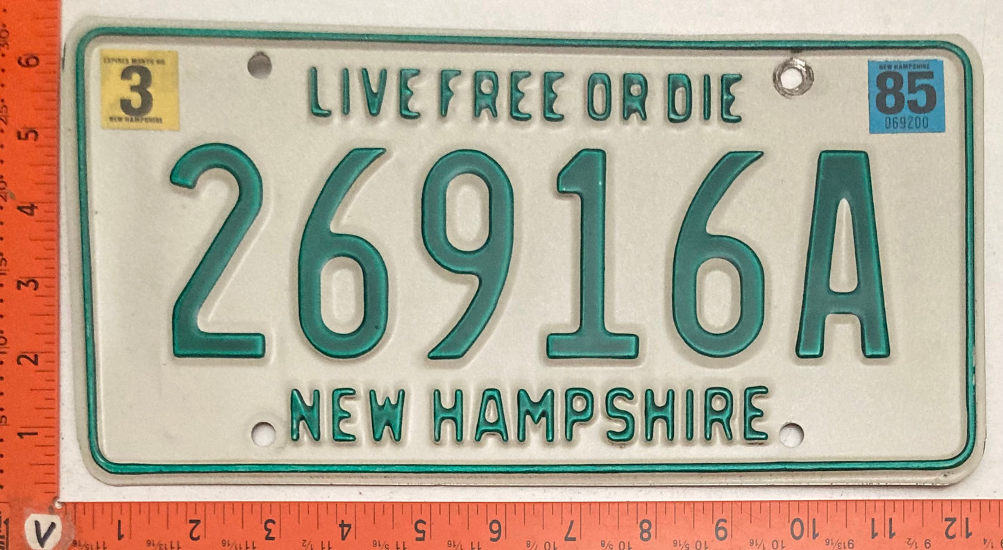 1985 New Hampshire #26916A Passenger License Plate