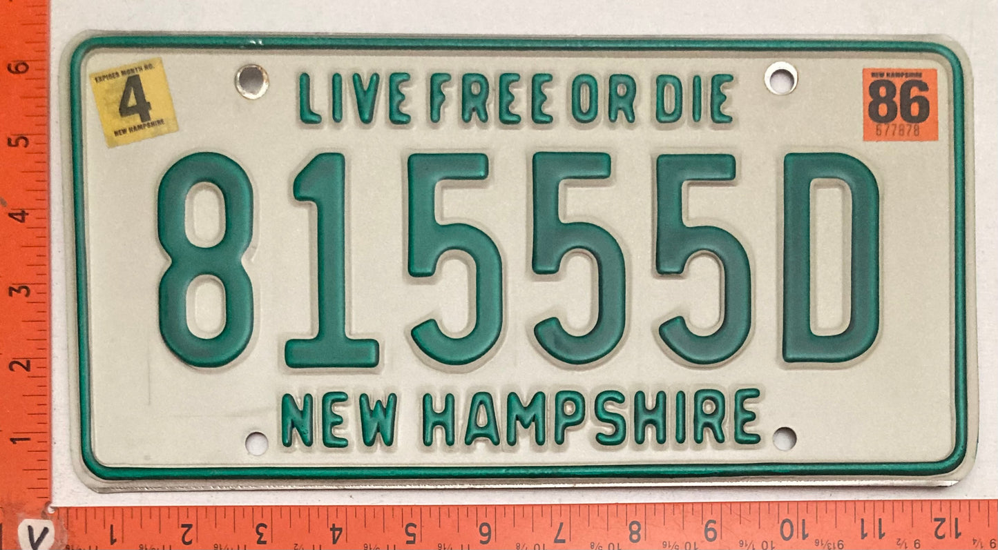 1986 New Hampshire #81555D Passenger License Plate