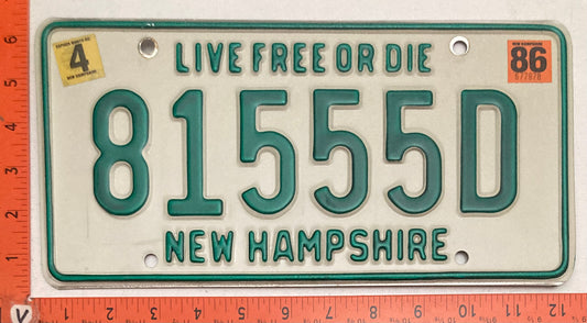 1986 New Hampshire #81555D Passenger License Plate