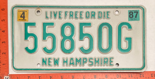 1987 New Hampshire #55850G Passenger License Plate
