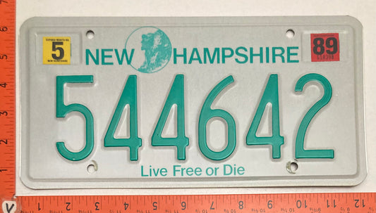 1989 New Hampshire #544642 Passenger License Plate