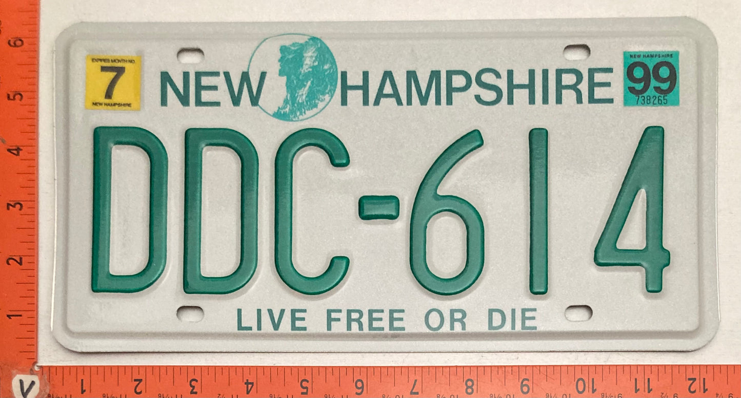 1999 New Hampshire #DDC-614 Passenger License Plate