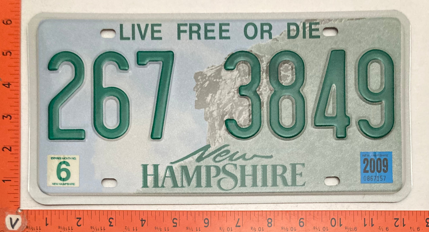 2009 New Hampshire #267 3849 Passenger License Plate