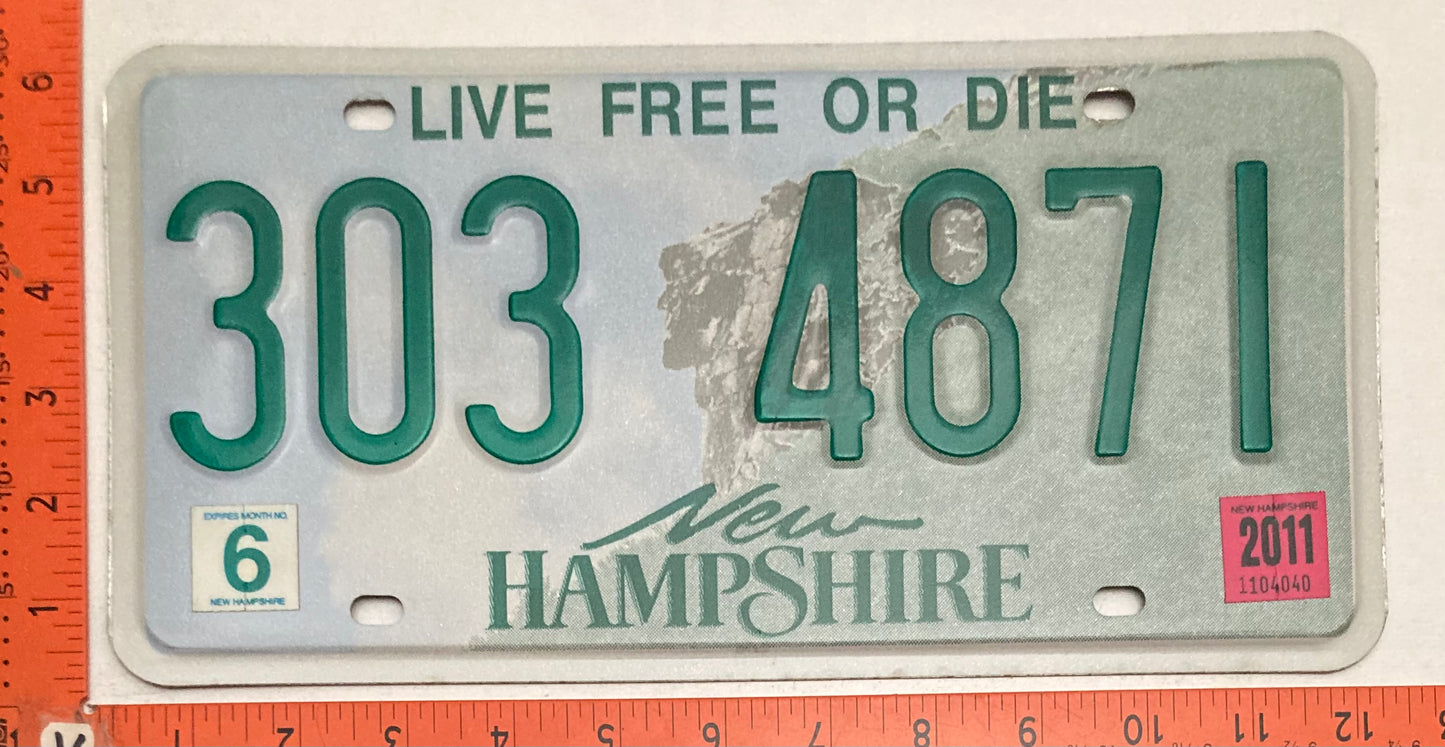 2011 New Hampshire #303 4871 Passenger License Plate