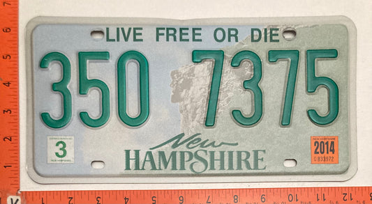 2014 New Hampshire #350 7375 Passenger License Plate