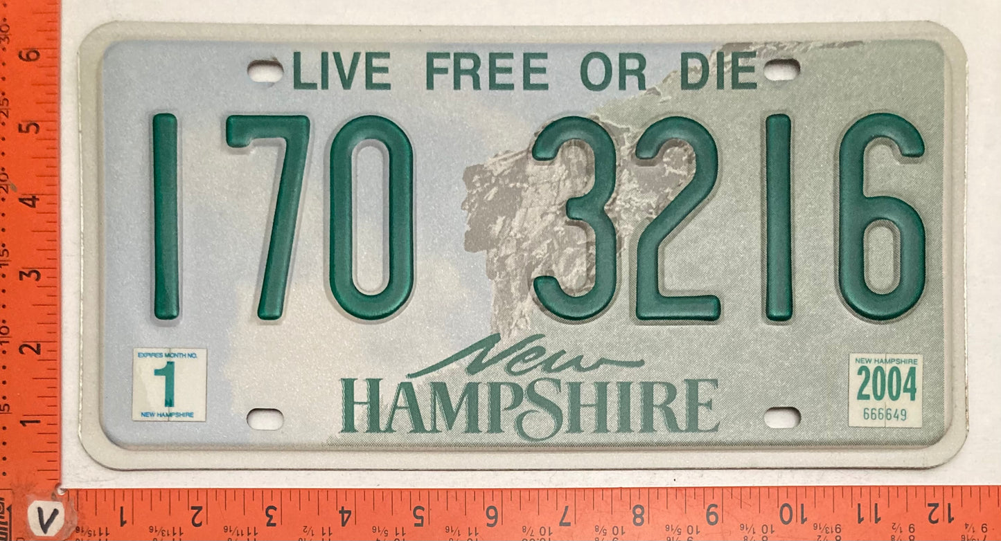 2004 New Hampshire #170 3216 Passenger License Plate