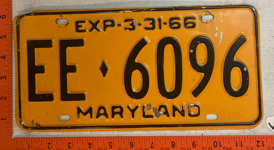 1966 Maryland #EE 6096 Passenger License Plate