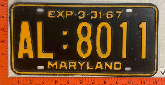1967 Maryland #AL-8011 Passenger License Plate