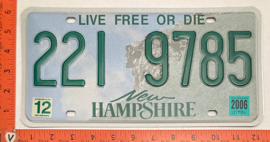 2006 New Hampshire #221 9785 Passenger License Plate