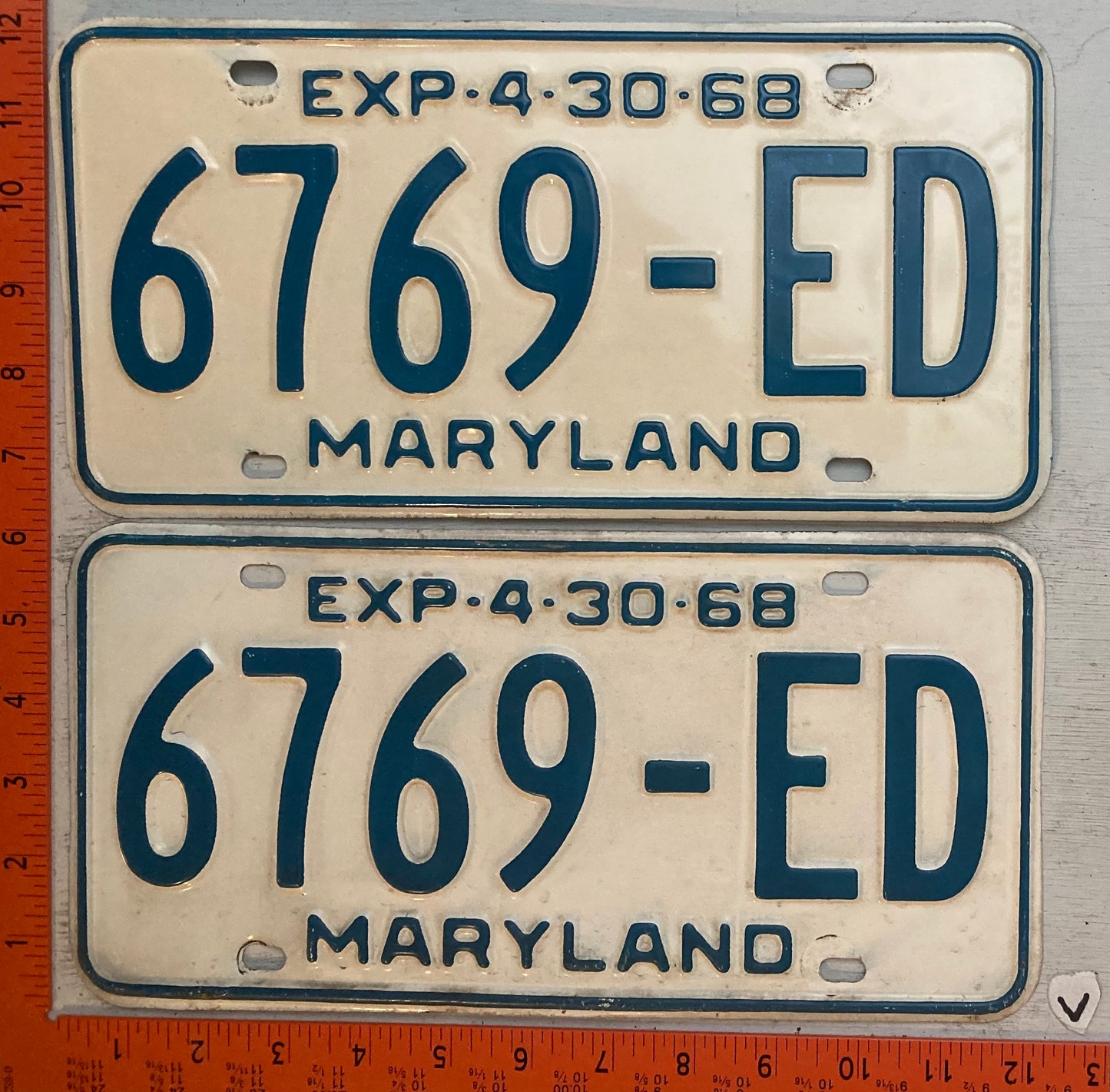 1968 Maryland #6769-ED Truck License Plate (Pair)