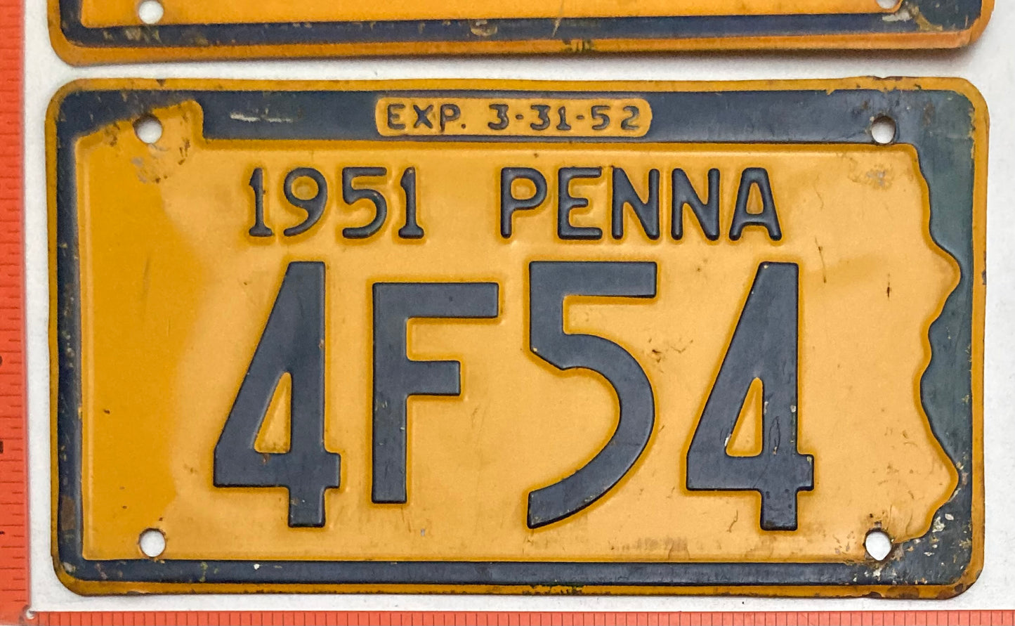 1951 Pennsylvania #4F54 Passenger License Plate PAIR