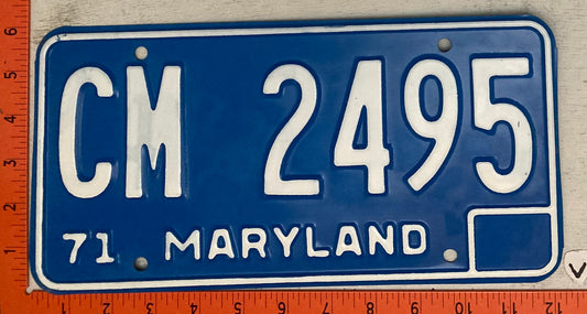 1971 Maryland #CM2495 Passenger License Plate