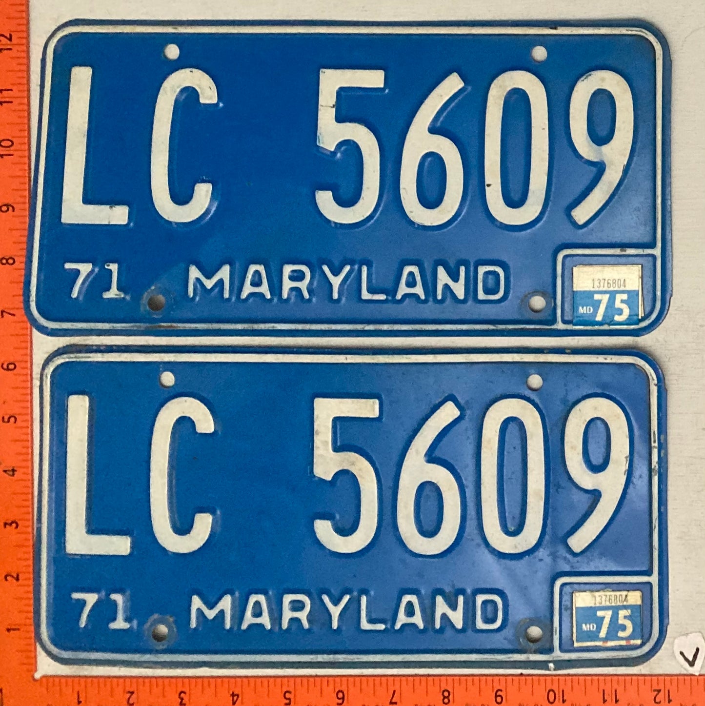 1975 Maryland #LC 5609 Passenger License Plate (Pair)