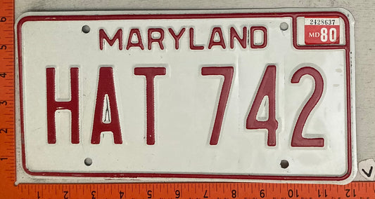1980 Maryland #HAT 742 Passenger License Plate
