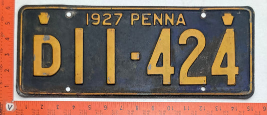 1927 Pennsylvania #D11-424 Passenger License Plate