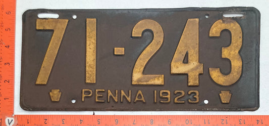 1923 Pennsylvania #198-263 Passenger License Plate