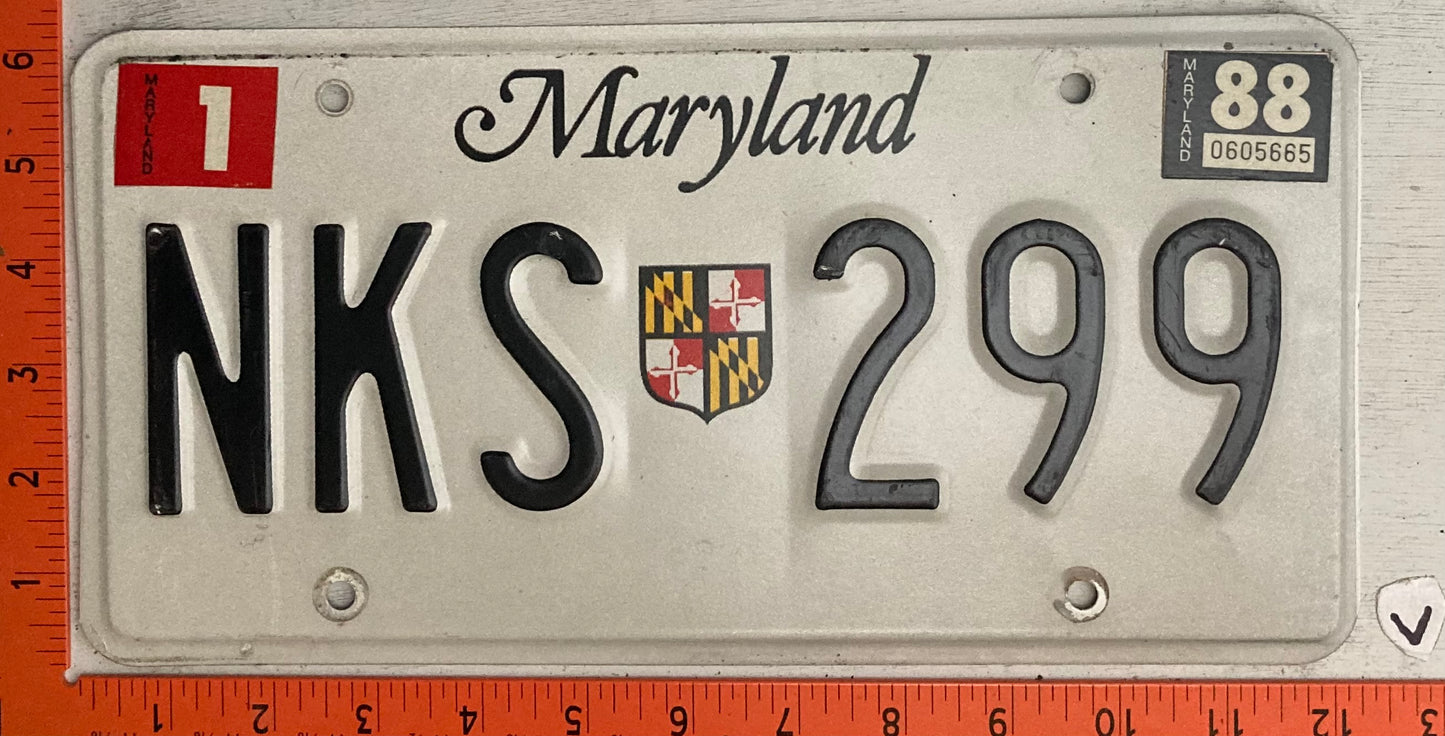 1989 Maryland #NKS 299 Passenger License Plate