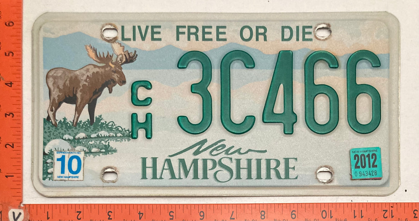 2012 New Hampshire #C/H 3C466 Passenger License Plate