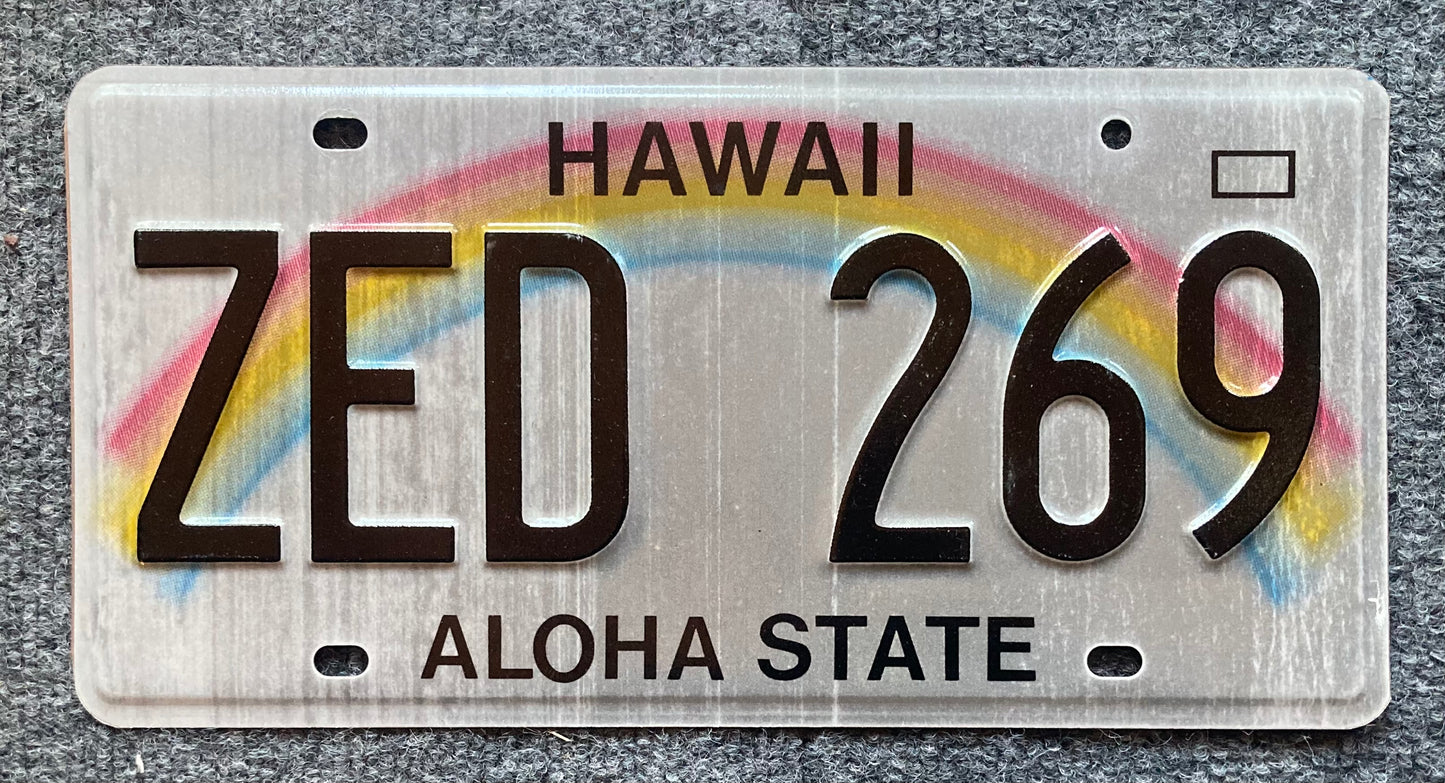 Undated Hawaii #ZED 269 Passenger License Plate